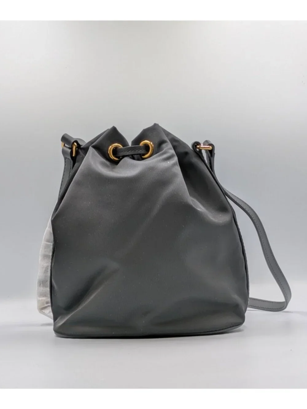 Burberry Drawstring Pouch Nylon Mini Bucket Crossbody Bag Black 8121464